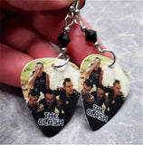 The Clash Guitar Pick Earrings with Black Swarovski Crystals