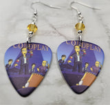 Coldplay on The Simpsons Guitar Pick Earrings with Yellow Swarovski Crystals