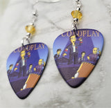 Coldplay on The Simpsons Guitar Pick Earrings with Yellow Swarovski Crystals