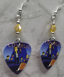 Coldplay on The Simpsons Guitar Pick Earrings with Yellow Swarovski Crystals