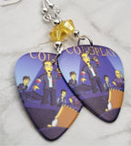 Coldplay on The Simpsons Guitar Pick Earrings with Yellow Swarovski Crystals