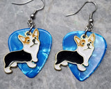 Corgi Dog Enamel and Metal Charm Guitar Pick Earrings - Pick Your Color
