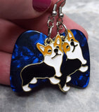 Corgi Dog Enamel and Metal Charm Guitar Pick Earrings - Pick Your Color