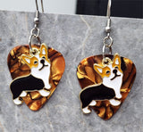 Corgi Dog Enamel and Metal Charm Guitar Pick Earrings - Pick Your Color