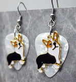Corgi Dog Enamel and Metal Charm Guitar Pick Earrings - Pick Your Color