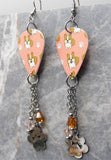 Corgis and Paw Prints Guitar Pick Earrings with Paw Print Stainless Steel Charms and Swarovski Crystal Dangles