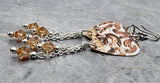 The Cult Electric Guitar Pick Earrings with Metallic Sunshine Swarovski Crystal Dangles