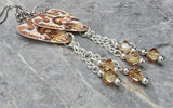 The Cult Electric Guitar Pick Earrings with Metallic Sunshine Swarovski Crystal Dangles