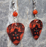 The Cult Beyond Good and Evil Guitar Pick Earrings with Orange Pave Beads