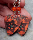 The Cult Beyond Good and Evil Guitar Pick Earrings with Orange Pave Beads