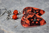 The Cult Beyond Good and Evil Guitar Pick Earrings with Orange Pave Beads