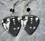 The Cult Group Picture Guitar Pick Earrings with Black Swarovski Crystals