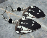 The Cult Group Picture Guitar Pick Earrings with Black Swarovski Crystals