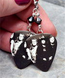 The Cult Group Picture Guitar Pick Earrings with Black Swarovski Crystals