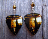 David Bowie Ziggy Stardust Guitar Pick Earrings with Gold Swarovski Crystals