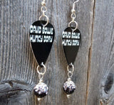 David Bowie Hunky Dory Guitar Pick Earrings with Ombre Pave Bead Dangles