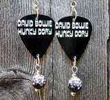 David Bowie Hunky Dory Guitar Pick Earrings with Ombre Pave Bead Dangles