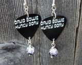David Bowie Hunky Dory Guitar Pick Earrings with Ombre Pave Bead Dangles