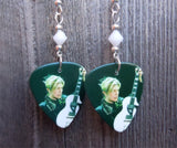 David Bowie on Stage Guitar Pick Earrings with White Swarovski Crystals