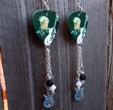 David Bowie on Stage Guitar Pick Earrings with Charm, Pave and Swarovski Crystal Dangles