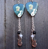David Bowie on Stage Guitar Pick Earrings with Charm, Pave and Swarovski Crystal Dangles