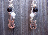 David Bowie on Stage Guitar Pick Earrings with Charm, Pave and Swarovski Crystal Dangles
