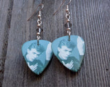 David Bowie Heroes Guitar Pick Earrings with Gray Swarovski Crystals