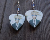 David Bowie Reality Guitar Pick Earrings with Blue Swarovski Crystals