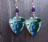 David Bowie Tonight Guitar Pick Earrings with Purple Swarovski Crystals