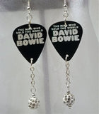 David Bowie The Man Who Sold The World Guitar Pick Earrings with White Pave Bead Dangles