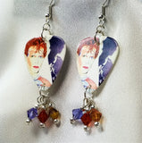 David Bowie Scary Monsters Guitar Pick Earrings with Swarovski Crystal Dangles