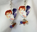 David Bowie Scary Monsters Guitar Pick Earrings with Swarovski Crystal Dangles