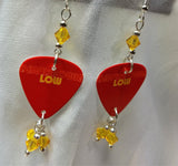 David Bowie Low Guitar Pick Earrings with Yellow Swarovski Crystal Dangles