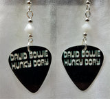 David Bowie Hunky Dory Guitar Pick Earrings with White Swarovski Crystals