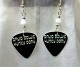 David Bowie Hunky Dory Guitar Pick Earrings with White Swarovski Crystals