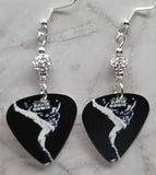 David Bowie The Man Who Sold The World Guitar Pick Earrings with White Pave Beads