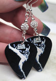 David Bowie The Man Who Sold The World Guitar Pick Earrings with White Pave Beads