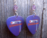 Deep Purple Purpendicular Guitar Pick Earrings with Violet Swarovski Crystals