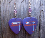 Deep Purple Purpendicular Guitar Pick Earrings with Violet Swarovski Crystals