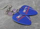 Deep Purple Purpendicular Guitar Pick Earrings with Violet Swarovski Crystals