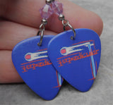 Deep Purple Purpendicular Guitar Pick Earrings with Violet Swarovski Crystals