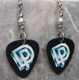 Deep Purple Perfect Strangers Guitar Pick Earrings with Hematite Colored Swarovski Crystals