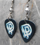 Deep Purple Perfect Strangers Guitar Pick Earrings with Hematite Colored Swarovski Crystals