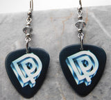 Deep Purple Perfect Strangers Guitar Pick Earrings with Hematite Colored Swarovski Crystals