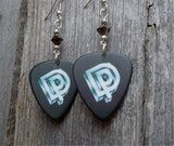 Deep Purple Perfect Strangers Guitar Pick Earrings with Hematite Colored Swarovski Crystals