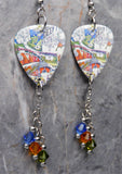 Deep Purple The Book Of Taliesyn Guitar Pick Earrings with Swarovski Crystal Dangles
