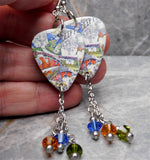 Deep Purple The Book Of Taliesyn Guitar Pick Earrings with Swarovski Crystal Dangles