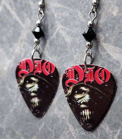 Dio Magica Guitar Pick Earrings with Black Swarovski Crystals
