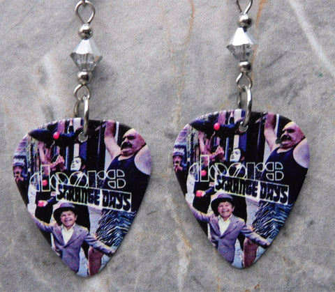 The Doors Strange Days Guitar Pick Earrings with Silver Swarovski Crystals