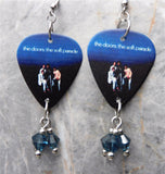 The Doors Soft Parade Guitar Pick Earrings with Blue Swarovski Crystal Dangles